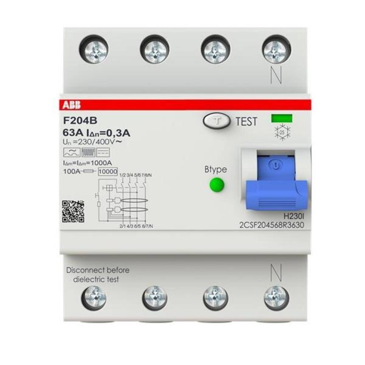 ABB Stotz S&J FI-Schutzschalter F204B-63/0,3-4TE