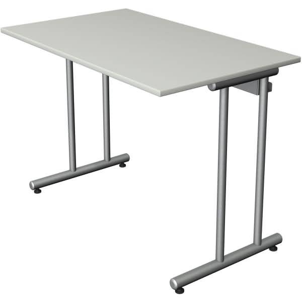 Schreibtisch start up Fuß silber 100x60x75cm lichtgrau