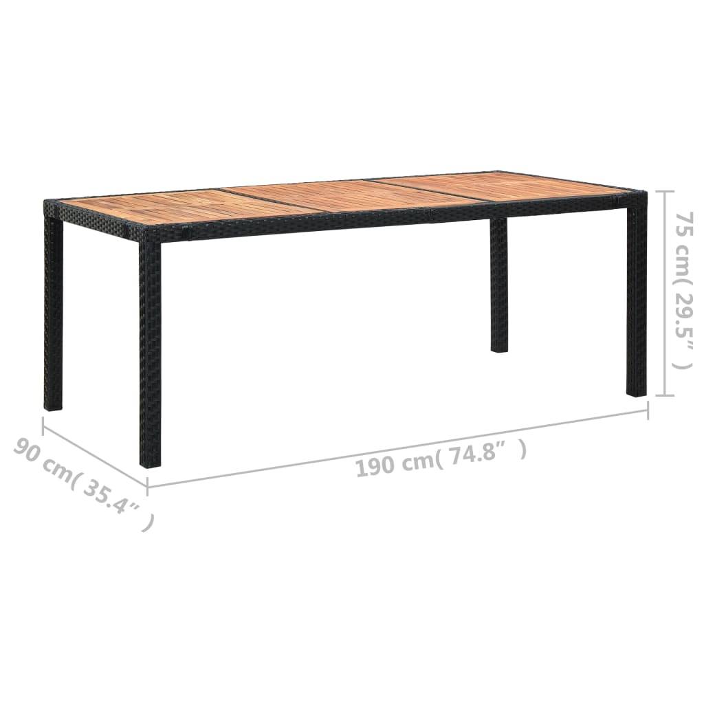 vidaXL 9-tlg. Garten-Essgruppe mit Auflagen Poly Rattan Schwarz