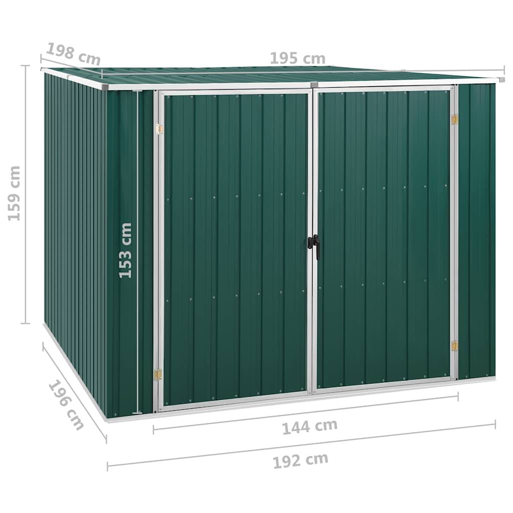 vidaXL Gerätehaus Grün 195x198x159 cm Verzinkter Stahl