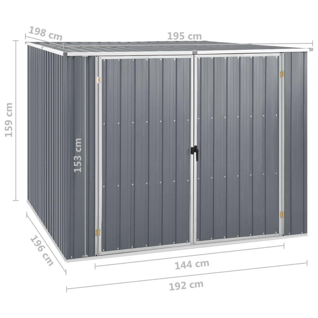 vidaXL Gerätehaus Grau 195x198x159 cm Verzinkter Stahl