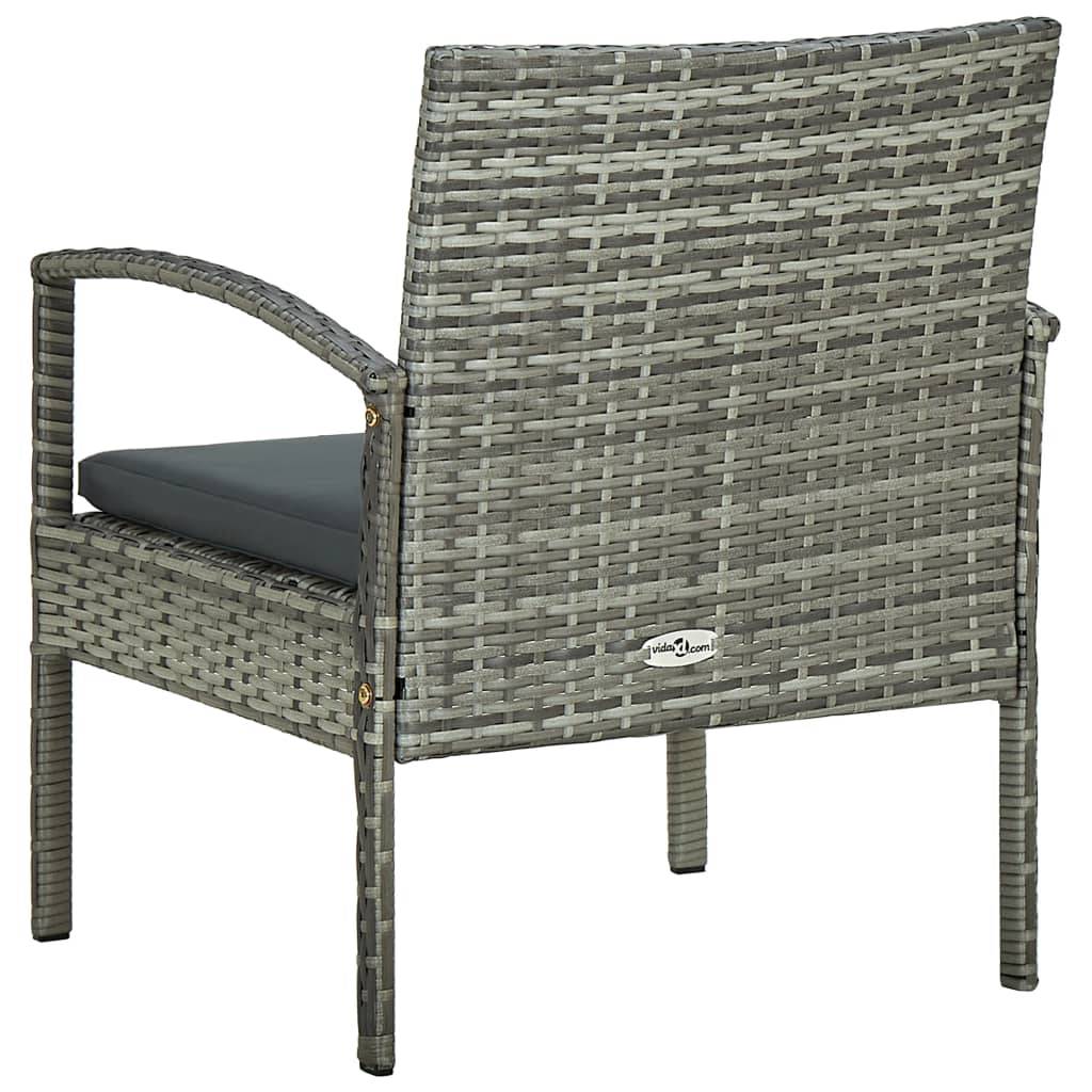 vidaXL Gartenstuhl mit Kissen Poly Rattan Grau