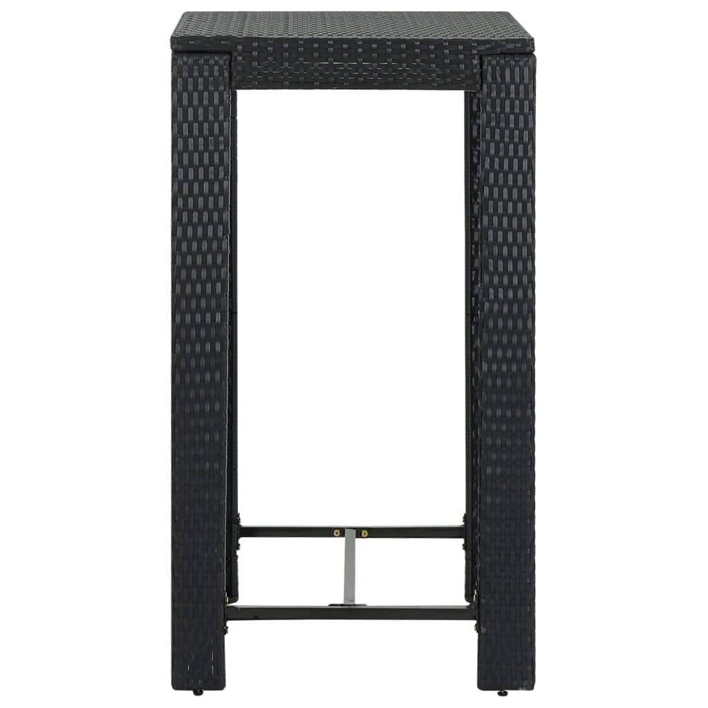 vidaXL 3-tlg. Gartenbar-Set mit Kissen Poly Rattan Schwarz
