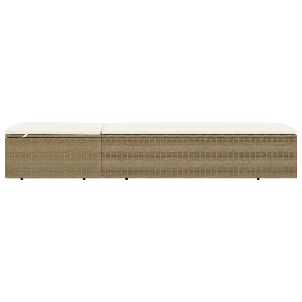 vidaXL Sonnenliege Poly Rattan Braun und Cremeweiß