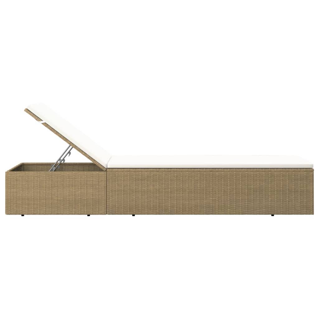 vidaXL Sonnenliege Poly Rattan Braun und Cremeweiß