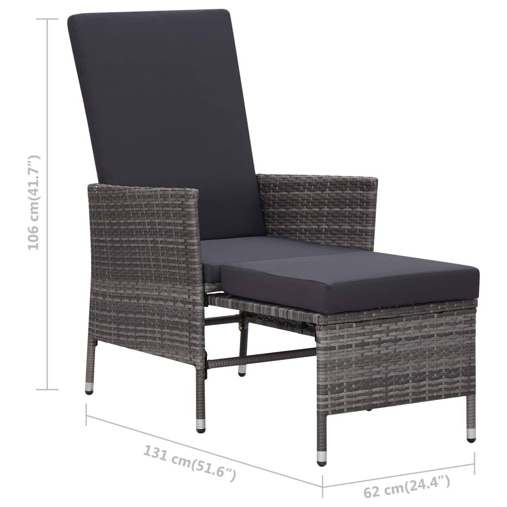 vidaXL 2-tlg. Garten-Lounge-Set mit Kissen Poly Rattan Grau