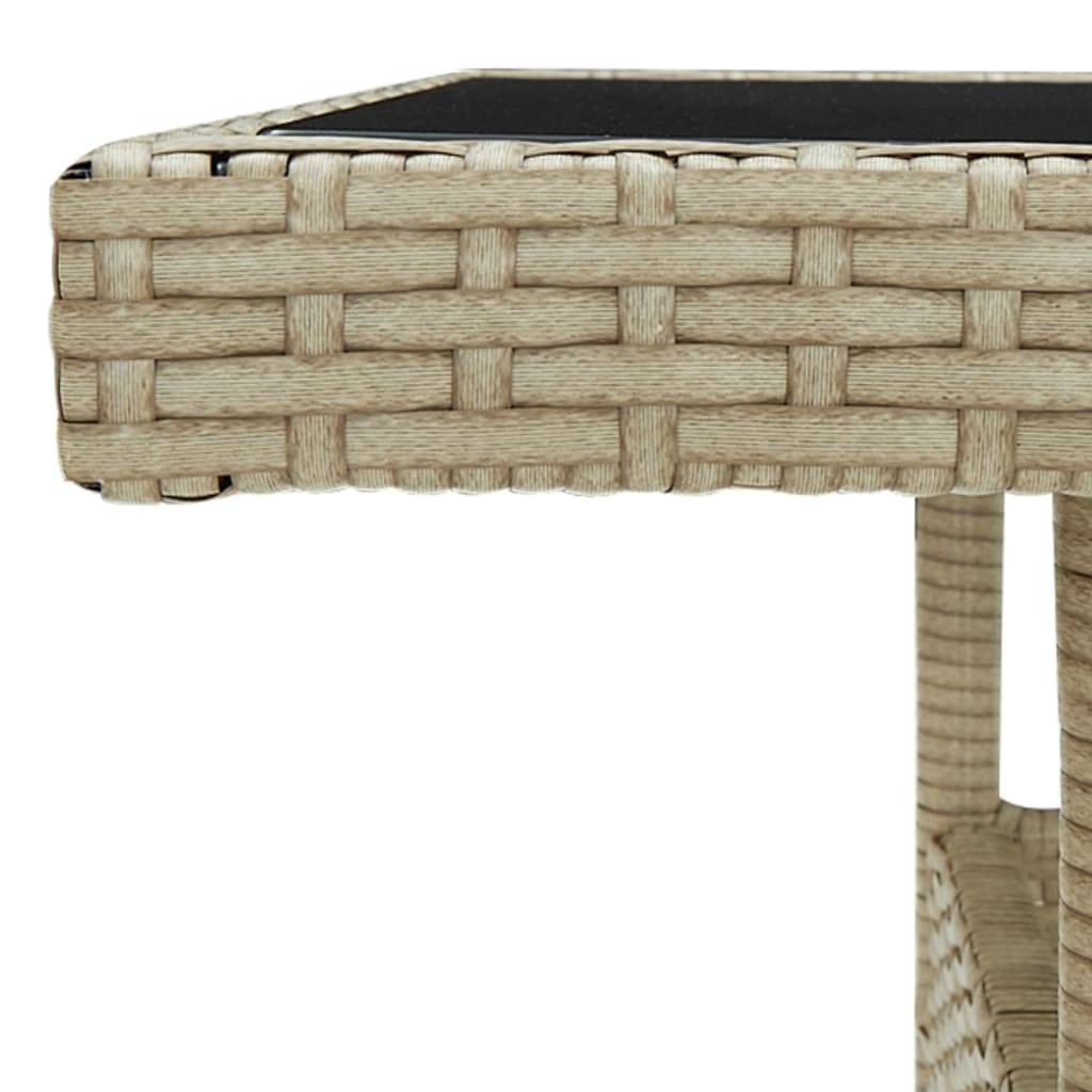 vidaXL Garten-Esstisch Beige Poly Rattan und Glas