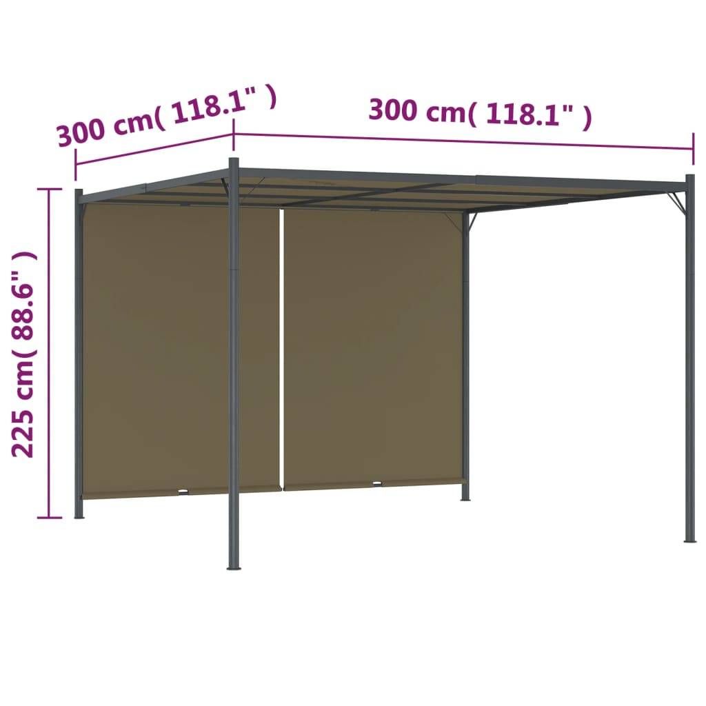 vidaXL Gartenpergola mit Ausziehbarem Dach 3x3 m Taupe 180 g/m²