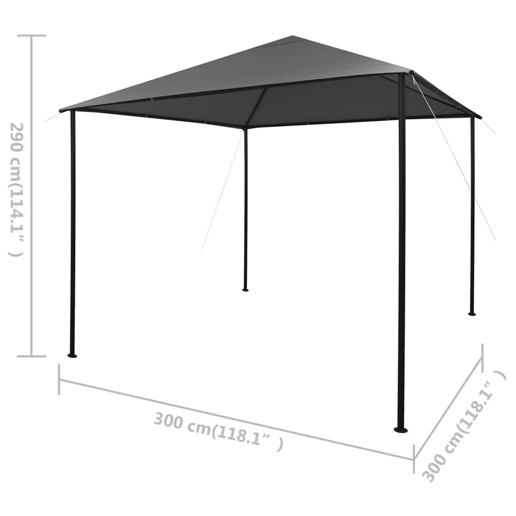 vidaXL Pavillon 3x3 m Anthrazit Stoff und Stahl 180 g/m²