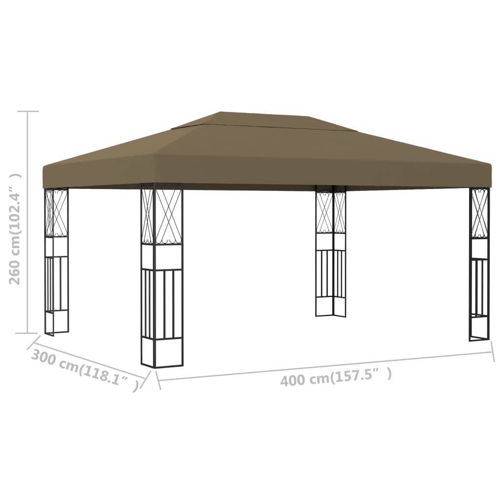 vidaXL Pavillon 3x4 m Taupe Stoff