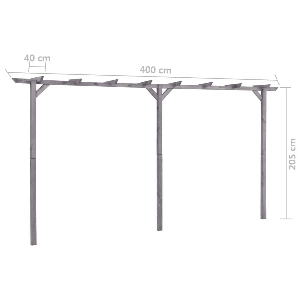 vidaXL Garten-Pergola Grau 400x40x205 cm Imprägniertes Kiefernholz