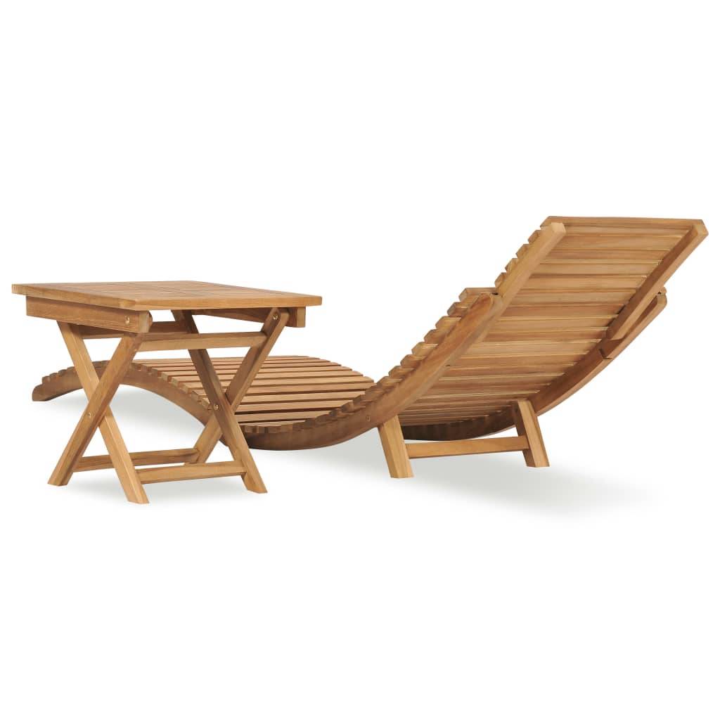 vidaXL Klappbare Sonnenliege mit Tisch Massivholz Teak