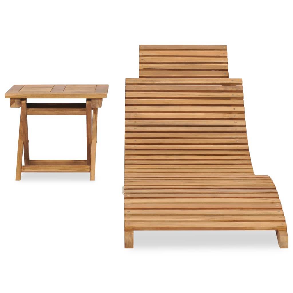 vidaXL Klappbare Sonnenliege mit Tisch Massivholz Teak