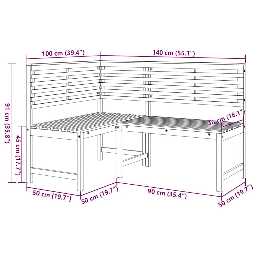 vidaXL Garten-Eckbank 140 cm Massivholz Akazie