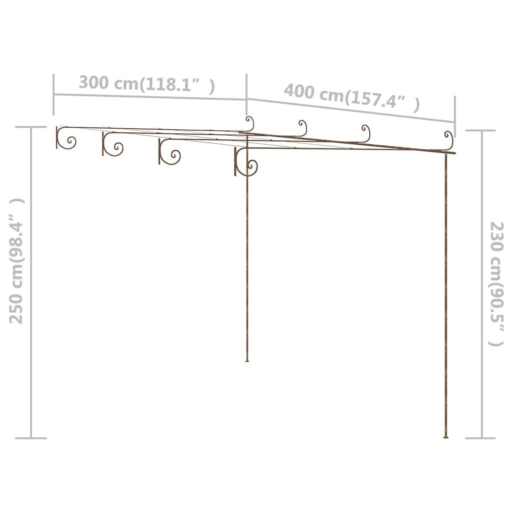 vidaXL Garten-Pergola Antik-Braun 4x3x2,5 m Eisen