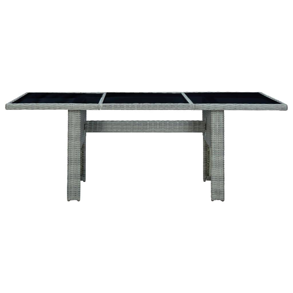 vidaXL Gartentisch Hellgrau Poly Rattan und Hartglas
