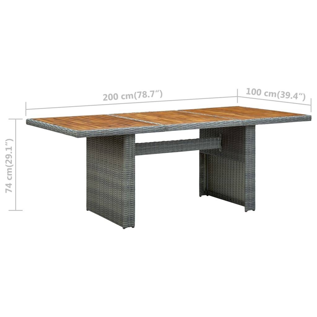 vidaXL Gartentisch Hellgrau Poly Rattan und Akazie Massivholz