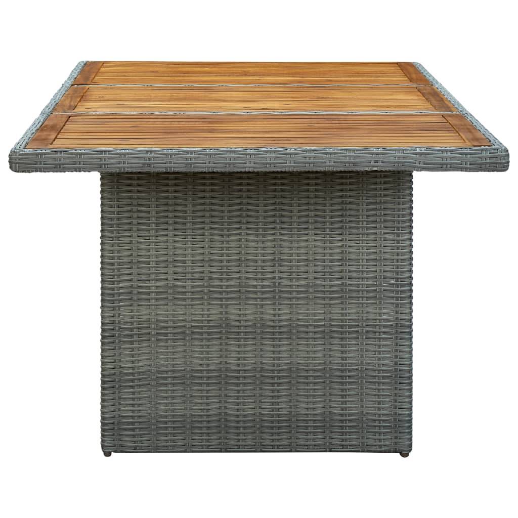 vidaXL Gartentisch Hellgrau Poly Rattan und Akazie Massivholz
