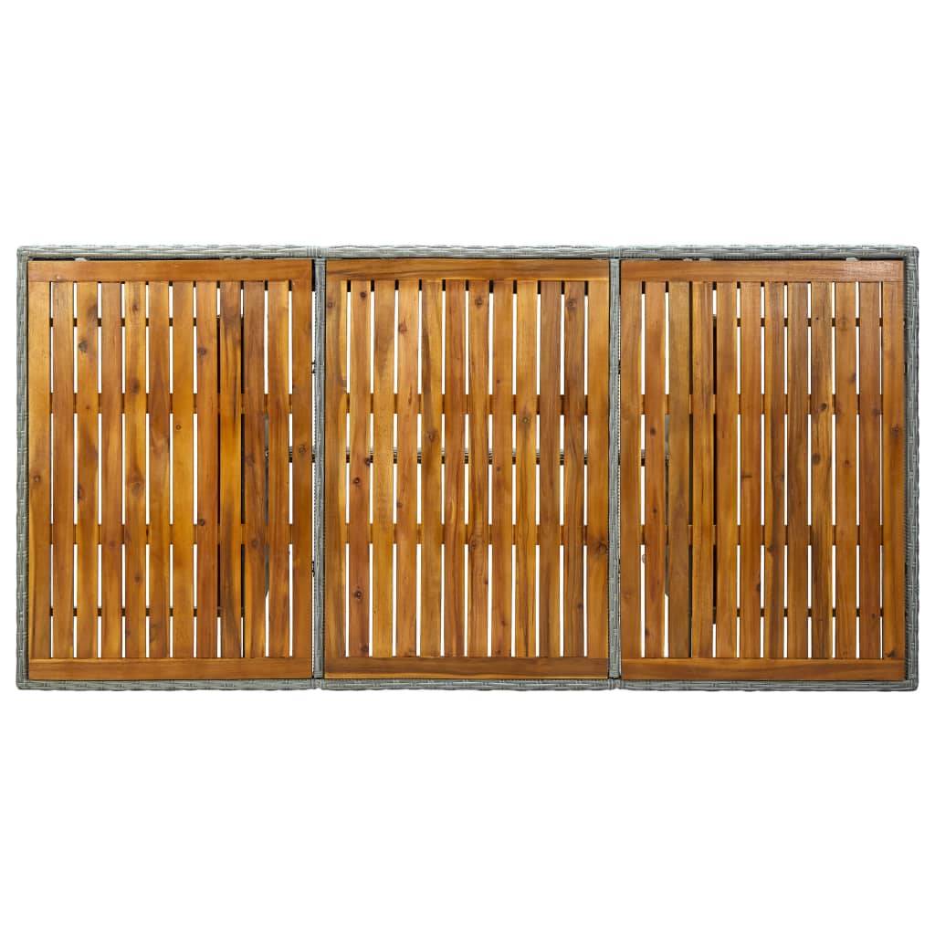 vidaXL Gartentisch Hellgrau Poly Rattan und Akazie Massivholz