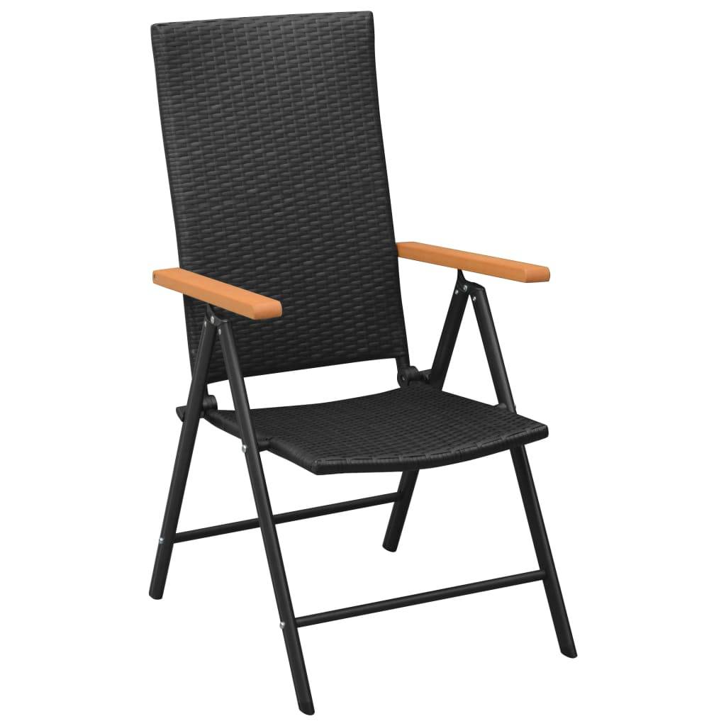 vidaXL Gartenstühle 4 Stk. Poly Rattan Schwarz