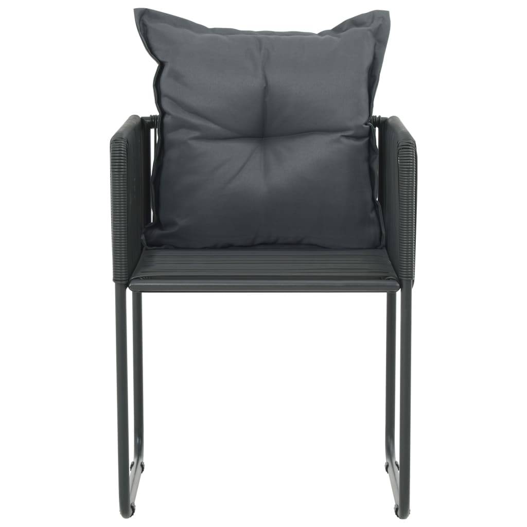 vidaXL Gartenstühle 4 Stk. mit Kissen Poly Rattan Schwarz
