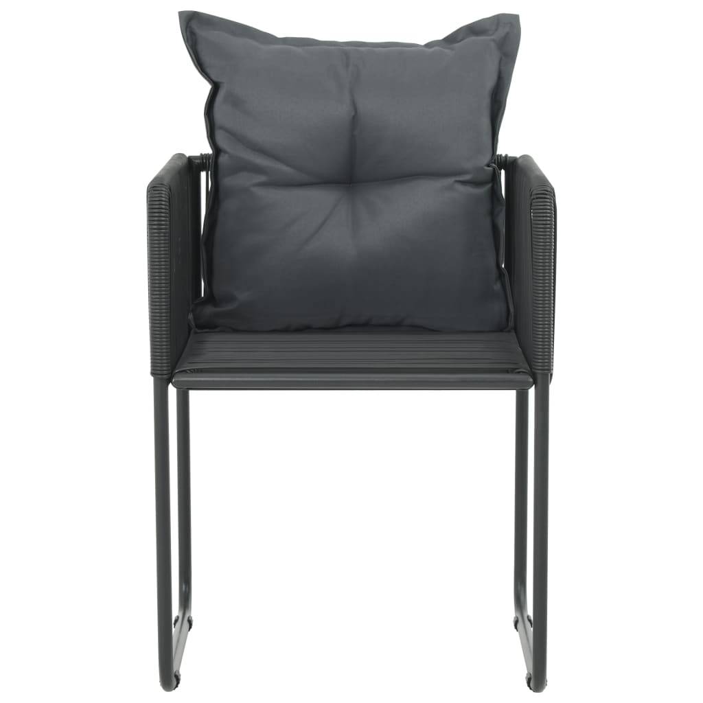 vidaXL Gartenstühle 6 Stk. mit Kissen Poly Rattan Schwarz