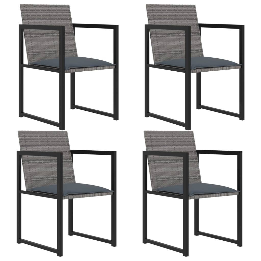 vidaXL 5-tlg. Garten-Essgruppe mit Kissen Poly Rattan Grau