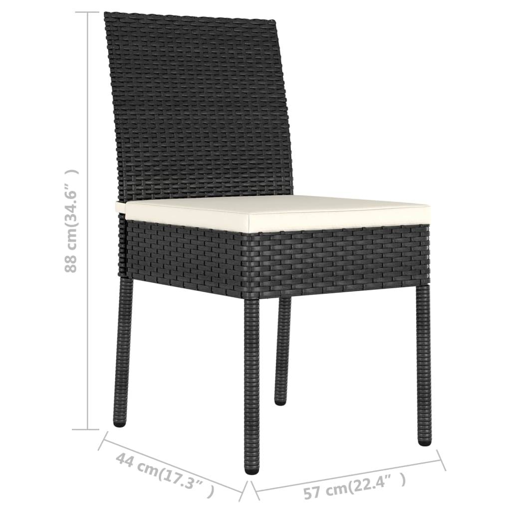 vidaXL Garten-Essstühle 2 Stk. Poly Rattan Schwarz