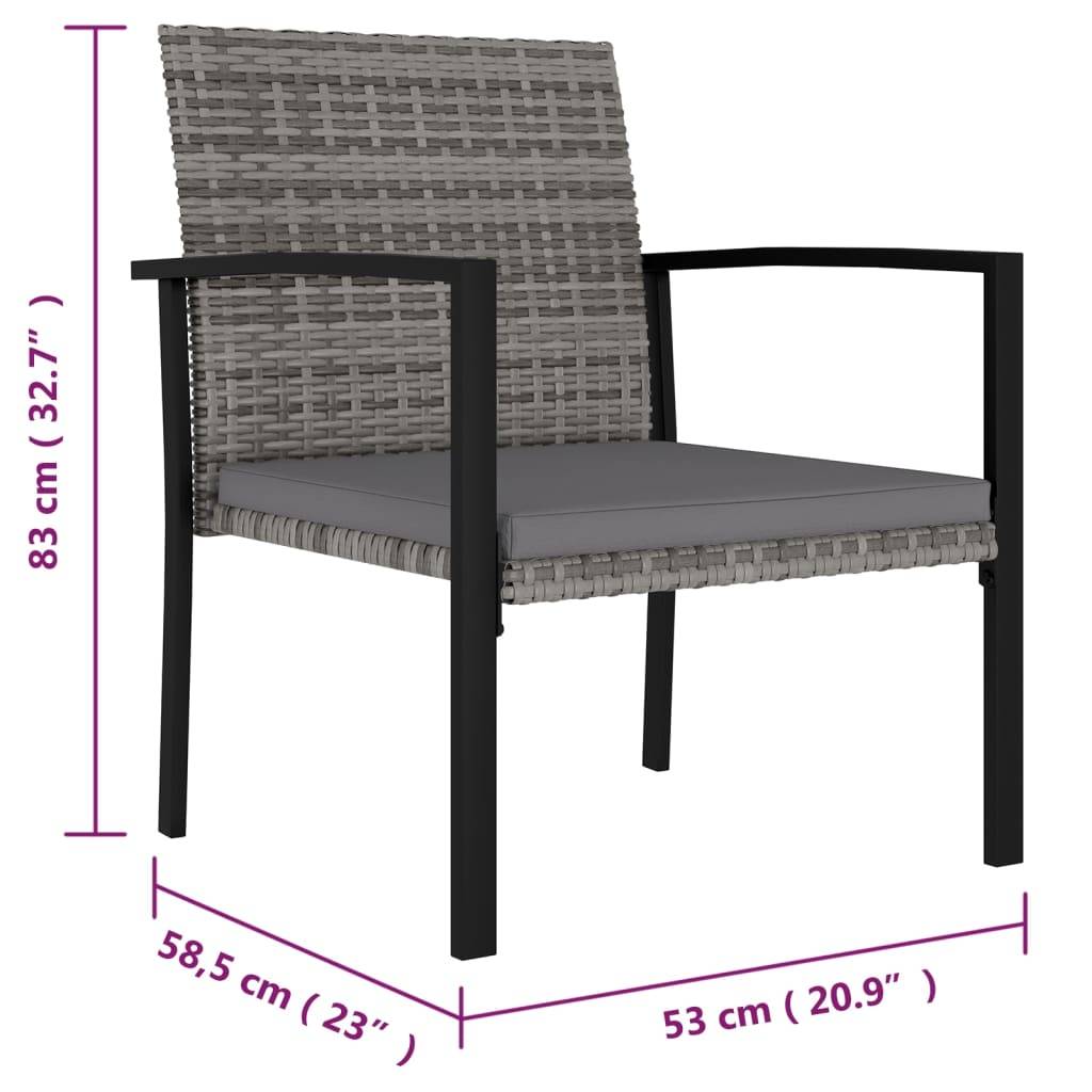 vidaXL Garten-Essstühle 4 Stk. Poly Rattan Grau