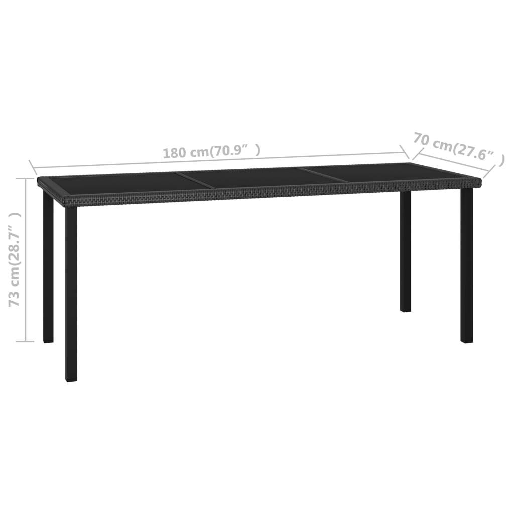 vidaXL 7-tlg. Garten-Essgruppe Poly Rattan Schwarz