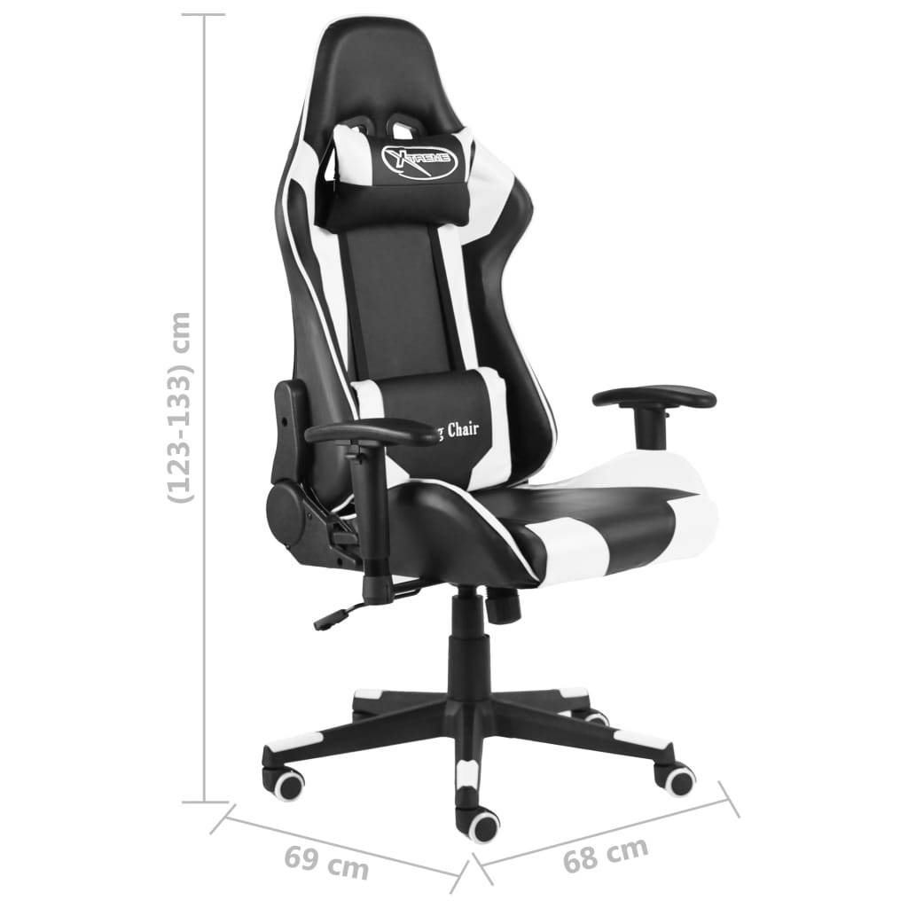 vidaXL Gaming-Stuhl Drehbar Weiß PVC