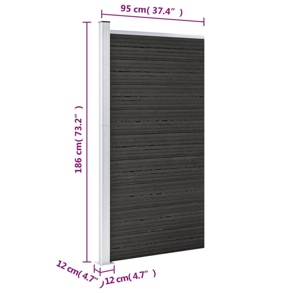 vidaXL Zaunelement WPC 95x186 cm Grau