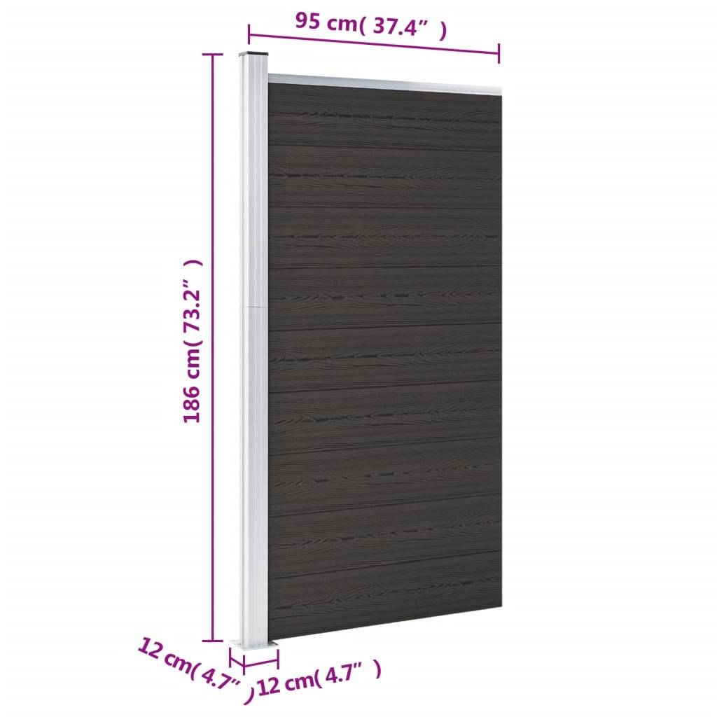 vidaXL Zaunelement WPC 95x186 cm Schwarz