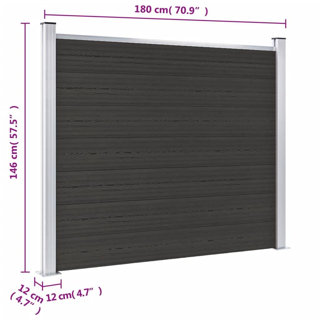 vidaXL Zaunelement WPC 180x146 cm Schwarz