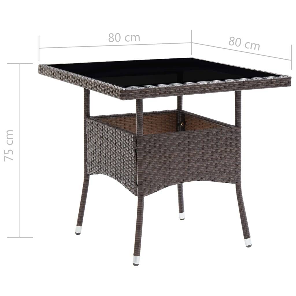 vidaXL 5-tlg. Garten-Essgruppe Braun Poly Rattan und Glas
