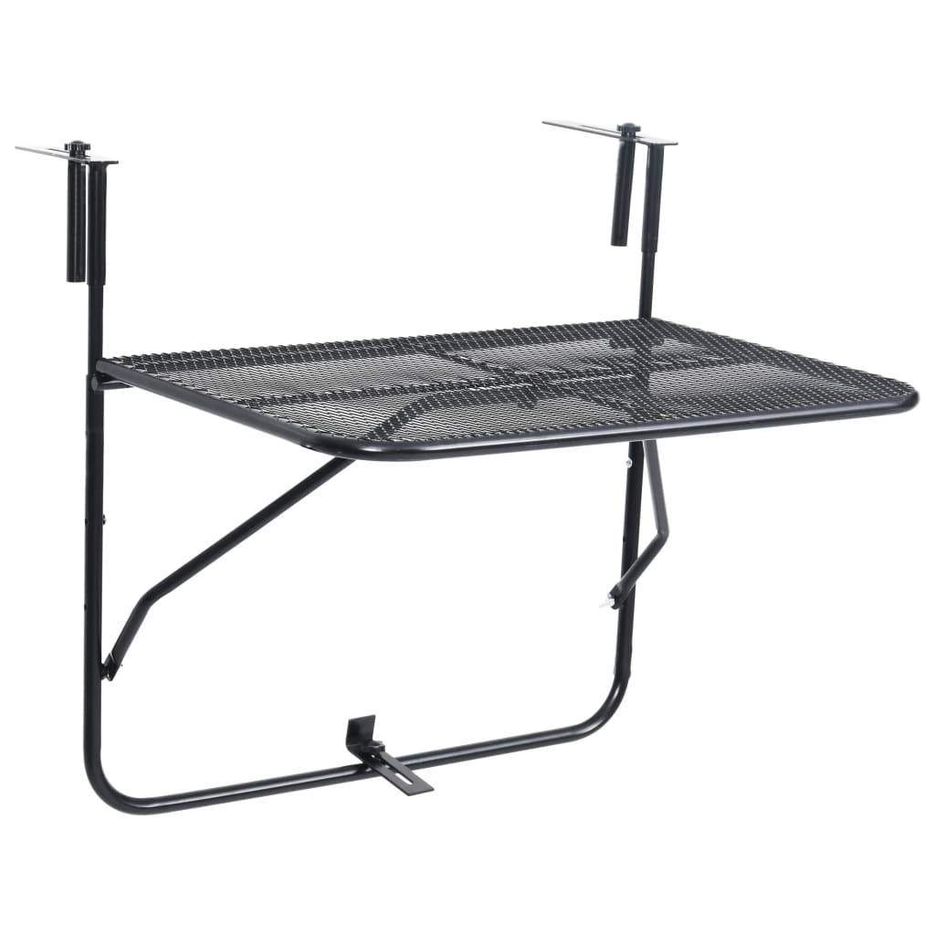 vidaXL Balkontisch Schwarz 60x40 cm Stahl