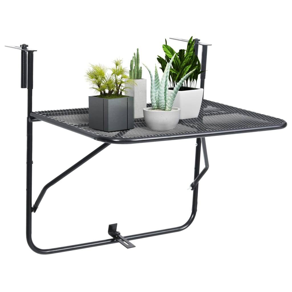 vidaXL Balkontisch Schwarz 60x40 cm Stahl