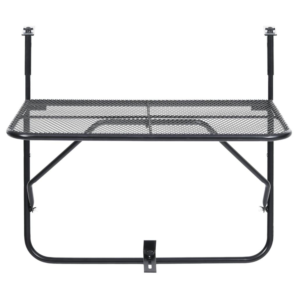 vidaXL Balkontisch Schwarz 60x40 cm Stahl