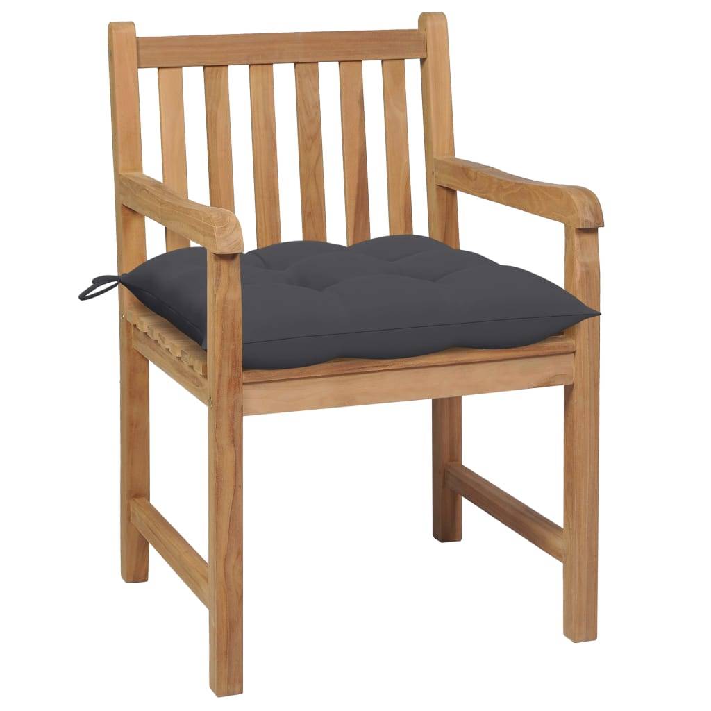vidaXL Gartenstühle 2 Stk. mit Anthrazit Kissen Massivholz Teak
