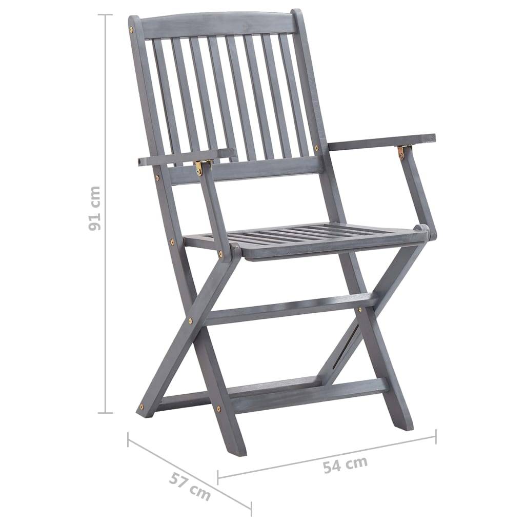 vidaXL Klappbare Gartenstühle 4 Stk. mit Kissen Massivholz Akazie