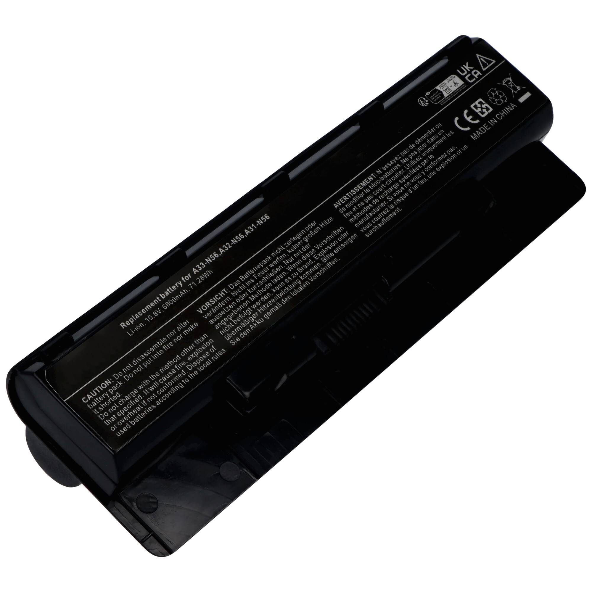 A31-N56, A32-N46, A32-N56, A33-N56 Ersatz-Akku für Asus B53A mit 11,1 Volt 6600mAh 73Wh