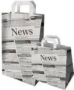 PAPSTAR Tragetasche ''Newsprint'', 220 x 100 x 360 mm aus Kraftpapier, 70 g/qm, Tragkraft: 5 kg, mit Tragegriff