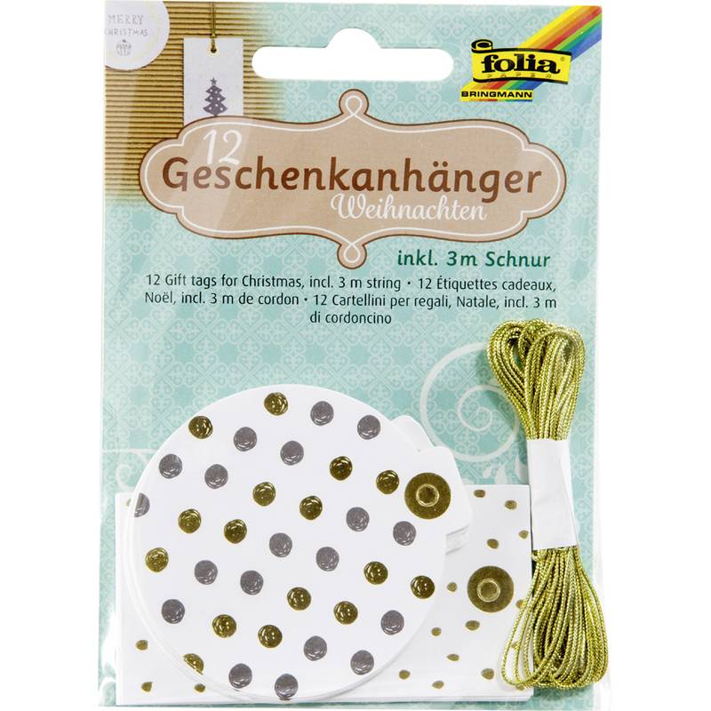 folia Geschenkanhänger "Weihnachten Hotfoil", inkl. Schnur