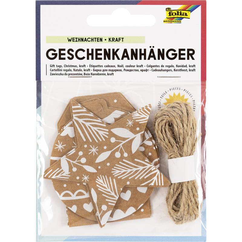 folia Geschenkanhänger "Weihnachten Kraftpapier"