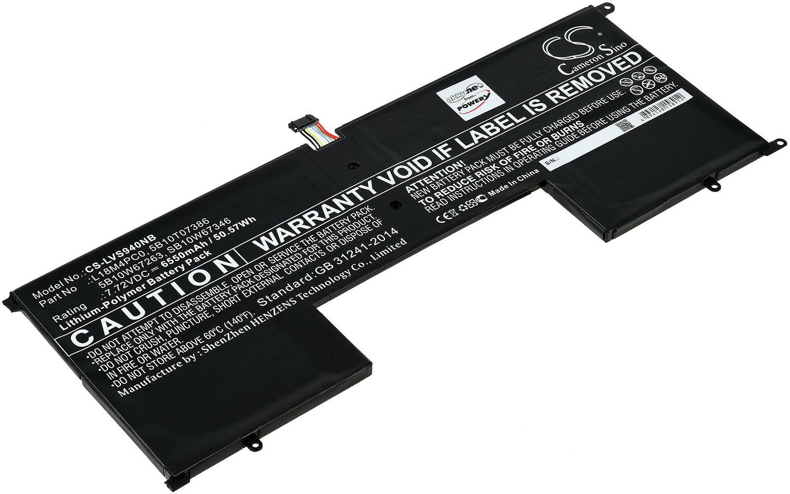 Powery Akku passend für Laptop Lenovo Yoga S940-14ill, S940-14iwl, Typ L18M4PC0 u.a., 7,72V, Li-Polymer