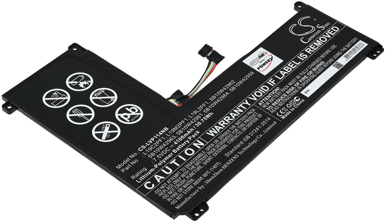 Powery Akku für Laptop Lenovo IdeaPad 1-11IGL05, 7,5V, Li-Polymer