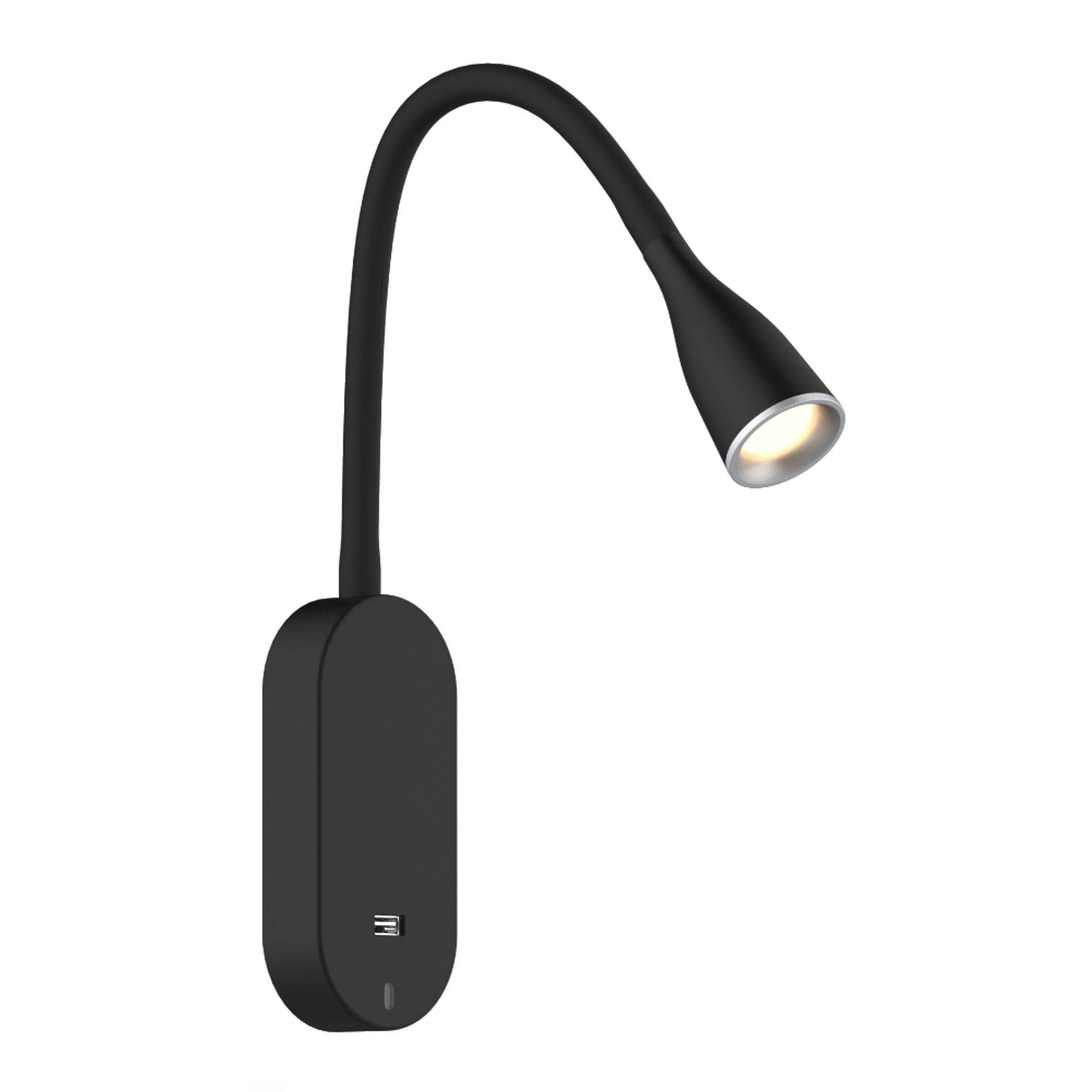 kalb | Tulipano II LED Bettleuchte 4.5W Leseleuchte Bettlampe USB Ladefunktion schwarz od. weiss