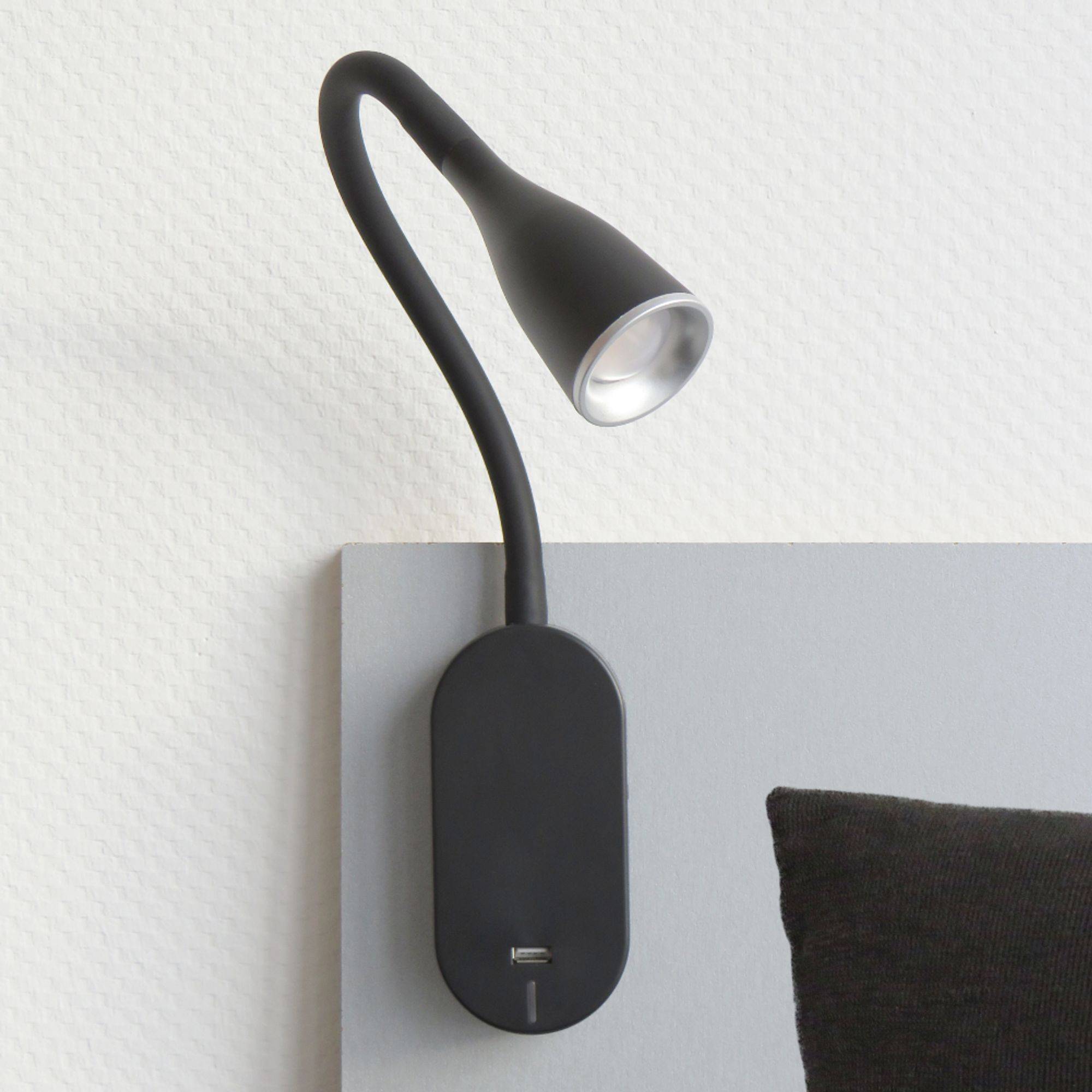 kalb | Tulipano II LED Bettleuchte 4.5W Leseleuchte Bettlampe USB Ladefunktion schwarz od. weiss