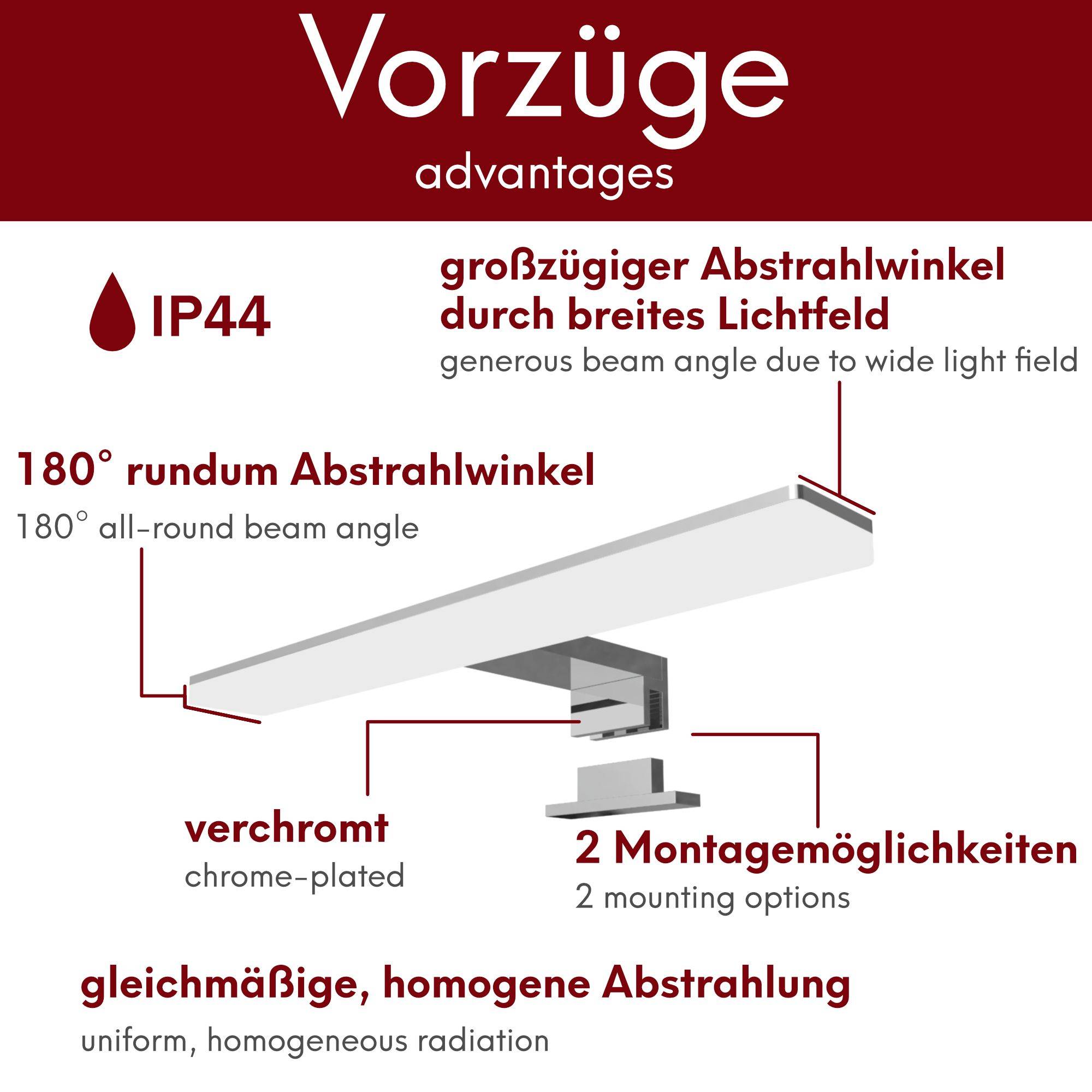kalb | Selma LED Spiegel Spiegelleuchte Badleuchte Spiegellampe 300mm warmweiß neutralweiß