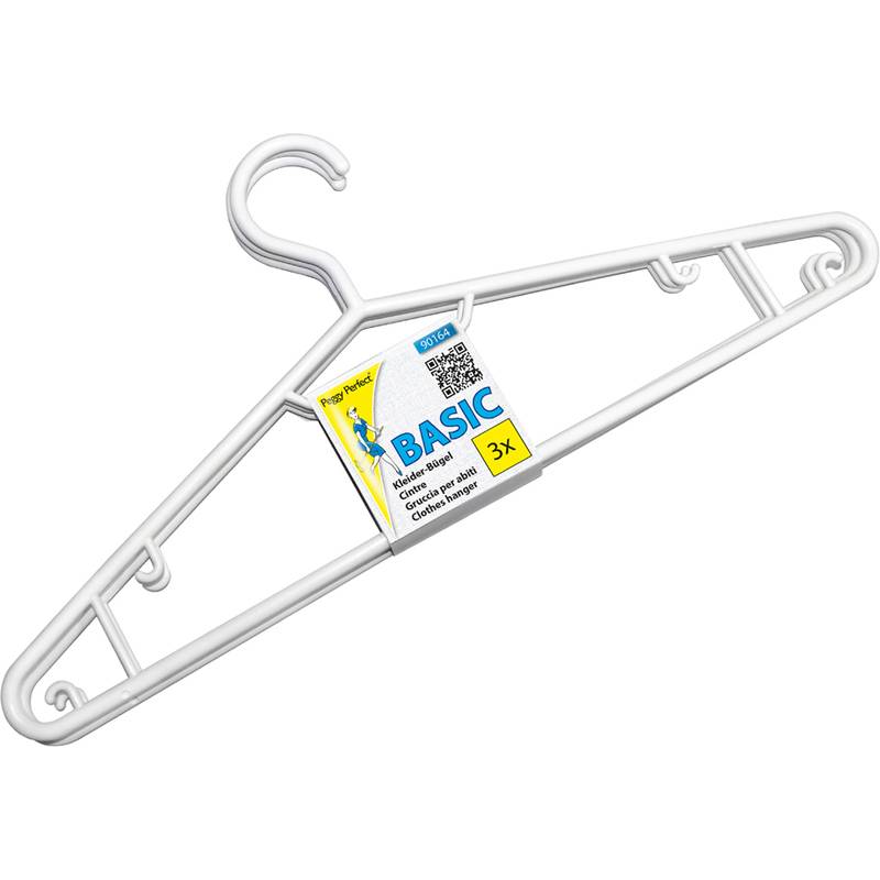 Peggy Perfect Kunststoff-Kleiderbügel mit Steg, 3er Pack
